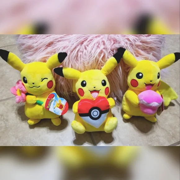 Pokemon Toys Pokemon Valentines Day Pikachu 3pc Plush Set